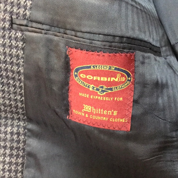 Navy Wool/Cotton Houndstooth Blazer - Picture 6 of 8